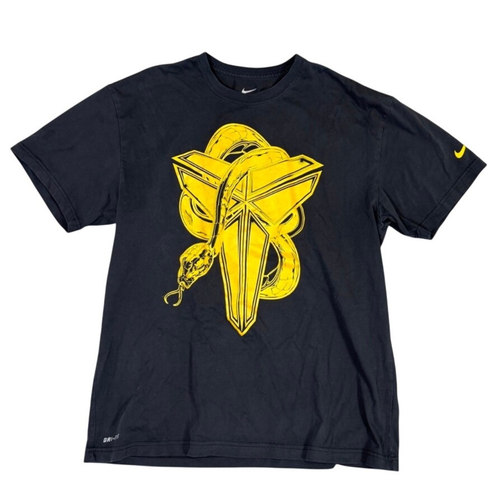 Nike Kobe Bryant Mamba Snake Logo Dri-FIT T-Shirt Black Yellow Mens Large